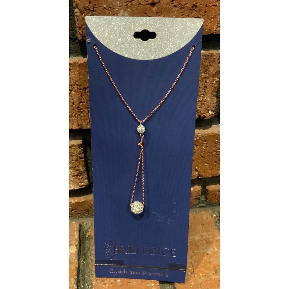 Swarovski Brillance 18+2 Extender Crystal Pendant Necklace Rose Gold Color Chain